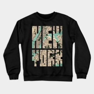 New York, United States City Map Typography - Vintage Crewneck Sweatshirt